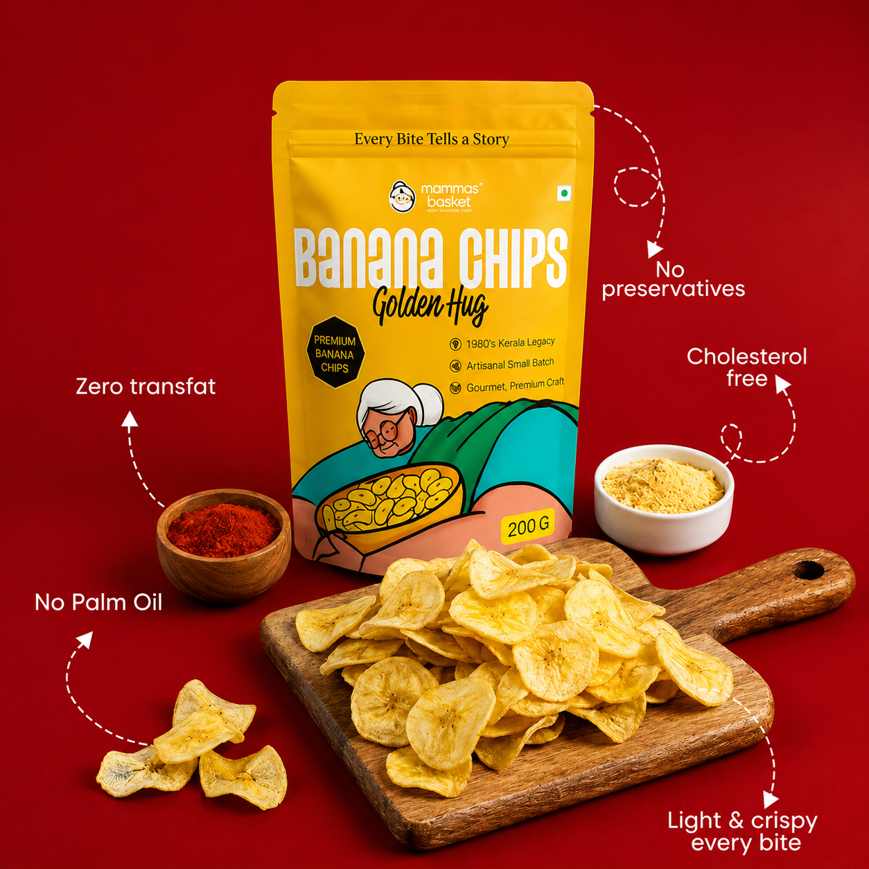 MAMMAS BASKET GOLDEN HUG PREMIUM BANANA CHIPS